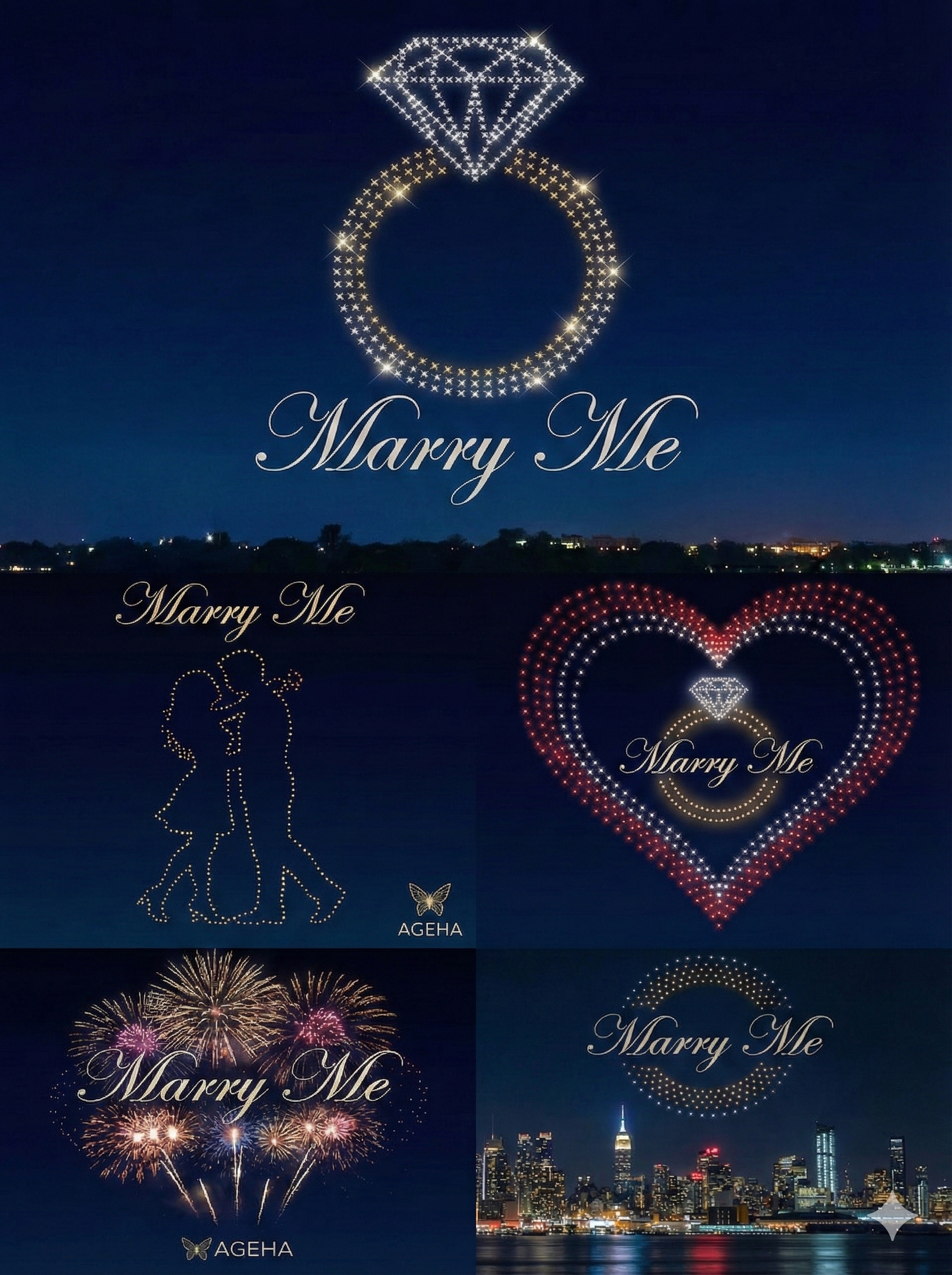 プロポーズの夜空演出